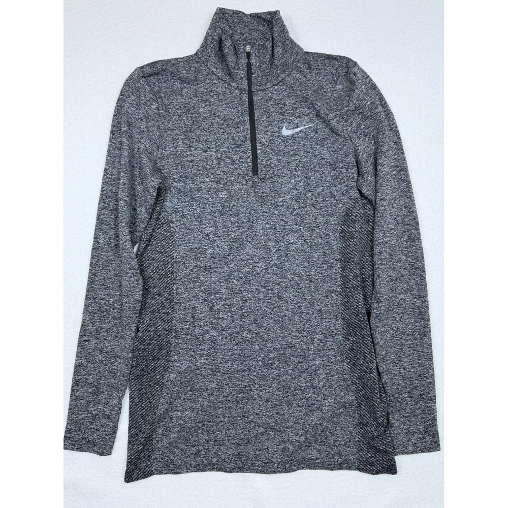 Nike Golf Dri‎ FIT Mens Gray Heather 1/4 Zip Long Sleeve Pullover Top M